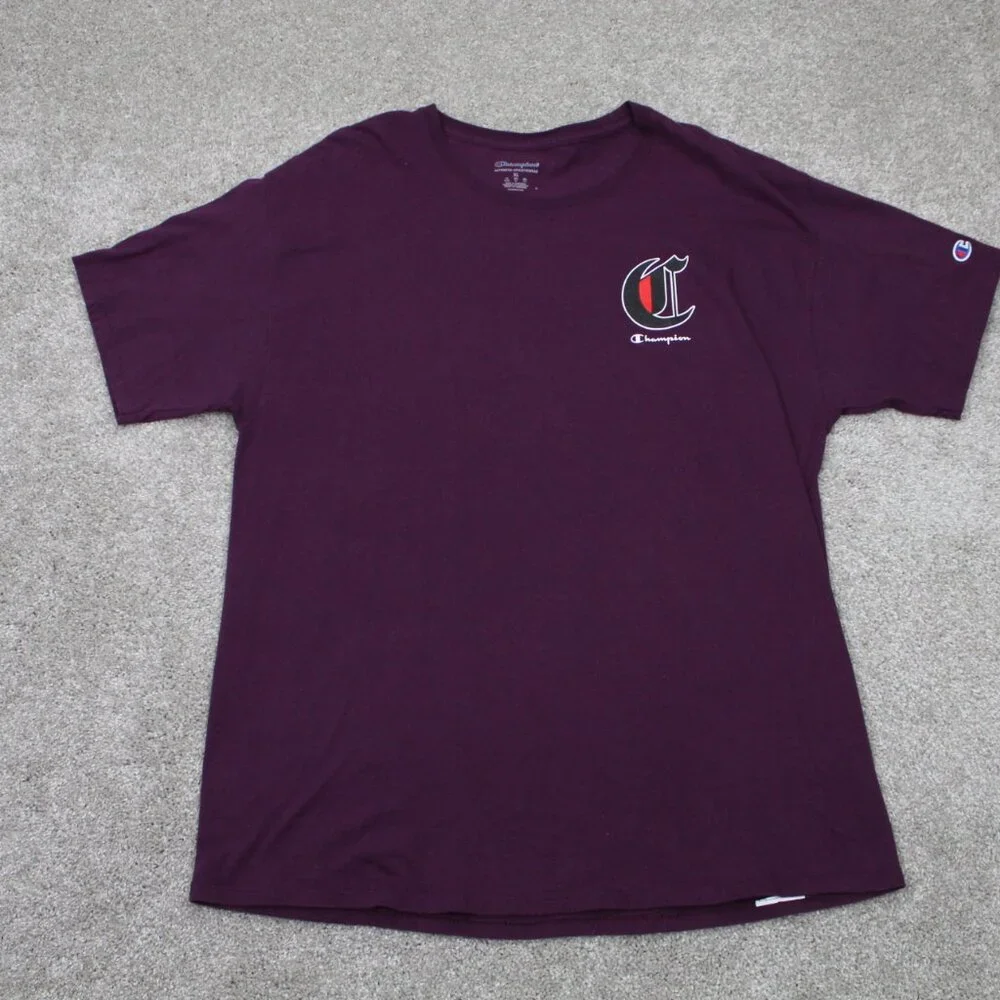 Champion Graphic Shirt‎ Mens XL Purple Athleisure Cotton Short Sleeve Pullover - Picture 3 of 9